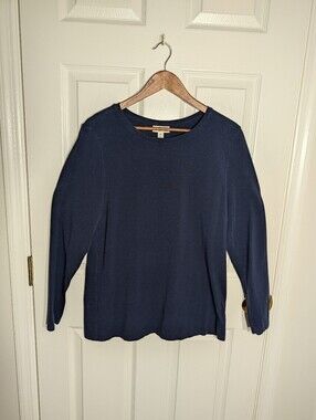STYLE & CO. Navy Long Sleeve Crewneck Top